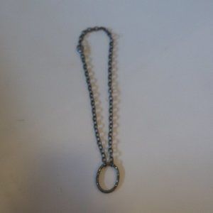 SHAG BOUTIQUE SILVER CHAIN LINK COSTUME CHOKER NECKLACE W/ HOOP STONE PENDANT*